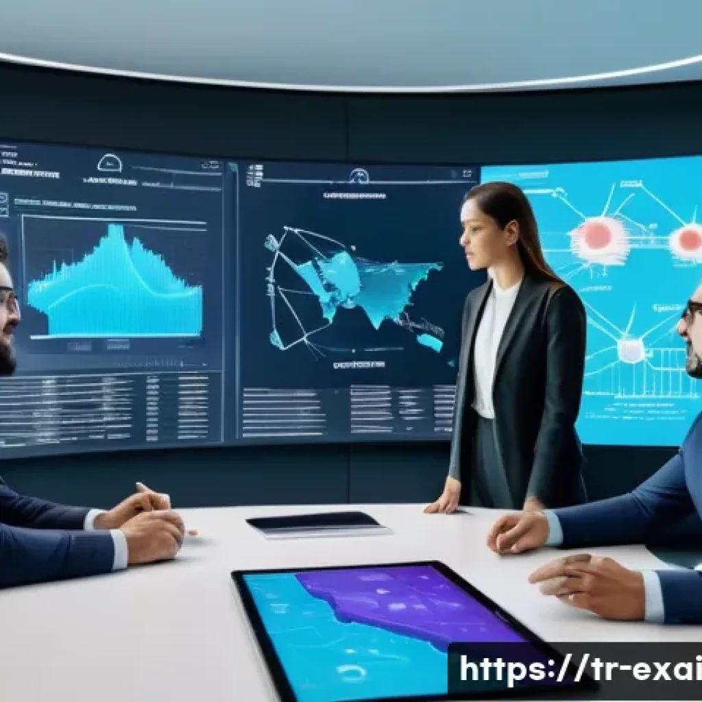 설명 가능한 AI와 패턴 인식 기술 - A futuristic office scene in Istanbul, featuring diverse Turkish professionals collaborating around ...