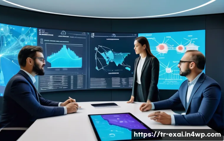 설명 가능한 AI와 패턴 인식 기술 - A futuristic office scene in Istanbul, featuring diverse Turkish professionals collaborating around ...