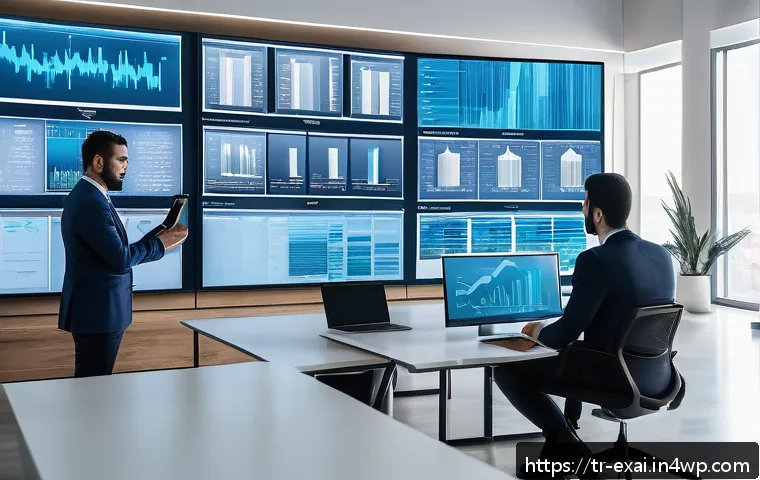 설명 가능한 AI의 분석적 접근 - A modern Turkish office environment with a diverse team of professionals analyzing transparent data ...