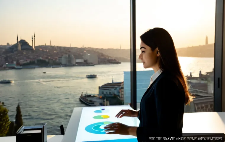 Home 17 설명 가능한 AI의 알고리즘 분석 - Photorealistic Turkish data analyst in a modern Istanbul office, calmly examining a transparent laye...